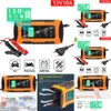 Chargeur de batterie de voiture avec écran tactile LCD, 12V, 10a, intelligent, pour réparation d'impulsions, acide plomb humide et sec, 2024