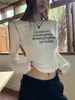 Kvinnors T-skjortor White Y2K Woman Tshirts 2024 Ropa Mujer Letter Långärmad tunik tees skörd toppar avslappnad mode koreansk t-shirt för kvinnor