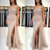 One Shoulder Crystal Mermaid Prom Dress Beading Formell Evening Evening Elegant Splites For Special OCNS Golvlängd Robe de Soiree
