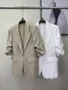 Abiti da donna Blazer La giacca a cinque maniche a vita esplosiva Tessuto di acido acetico importato Drop Delivery Abbigliamento Abbigliamento Dhn9T