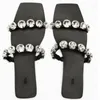 Tofflor Traf Black Flat Sandals Women Summer 2024 Fashion Rhinestone Shoes For Elegant French