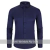 Anti-Binkle No-Ironing Elastyczność Slim Fit Men Dress Casual Long Ingeved Shirt Białe czarny niebieski czerwony mężczyzna Male Social Formal Shirts 240318