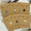 Pendant Necklaces Romantic Sweet Cute Colorf Heart-Shaped Pendant Necklaces Female Chain Clavicle Necklace Jewelry Gift With Paper Car Dhzu7