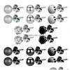 Studörhängen zs 16p/18p/parti 20g chic crystal för kvinnor hjärta boll rostfritt stål örhängen set tjej pärla juvelig släpp leverans jud dhmjt