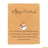 Pendant Necklaces Bk Price Santa Claus Christmas Pendant Necklaces Jewelry Green Gold Card Gift Merry Necklace Accessory Drop Delivery Dh1Je