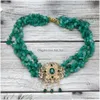 Legering neovisson modestil smycken sätter natursten pärlor halsband caftan bälte guld färg mintgreen rosa kristall marocko drop de dhvvk