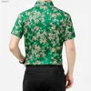 Men's Plus Tees Polos Mens Ice Silk Blouse Tops 2022 Summer Fashion Floral Printed Clothing Short Sleeve Male Cool Flowers Dress Shirt yq240401