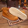 Boots Nubuck Flats Outdoor Shoes Lace Up Round Toe Goodyear Welted Short Real Leather Men Safety Slip Resistant Tan Ankle Work