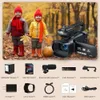 4K 64 MP videocamera-camcorder met 18x zoom, 60 FPS HD autofocus-vlogging, 40 touchscreen, microfoon, handstabilisator, 64 GB SD-kaart, afstandsbediening en tas