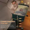 3 w 1 Baby Bassinet Bedside Bassinet z kółkami, siatką komary, torba do przechowywania, regulowana wysokość, zagęszczona poduszka, nowonarodzona łóżeczko dla dziecka