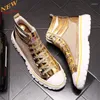 Scarpe casual Strass Uomo Argento Oro Alte Top Hip Hop Flat Chaussure Homme