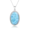 Colliers pendentifs 925 bijoux en argent Sterling cadeaux classique pendentif collier naturel précieux Larimar rétro femme ovale charme rhodié or 240401