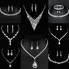 Valuable Lab Diamond Jewelry set Sterling Silver Wedding Necklace Earrings For Women Bridal Engagement Jewelry Gift c6bS#