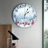 Horloges murales Noël neige flocons de neige feuilles pommes de pin décoration horloge design moderne salon décor montre maison