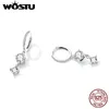 Wostu Real 925 Sterling Silver Wedding Jewelries AAA Zircon Dingle Hook Earrings For Women Long Drop Pendientes Luxury Jewelry 240401