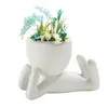 Tuindecoratie Mini Bonsai Hoofd Gras Haar Keramiek Plant Boom Pop Pot Groeiende Kommen Kwekerij Benodigdheden Decoratie Accessoire