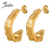 Boucles d'oreilles créoles Joolim bijoux haute qualité PVD vente en gros Design de mode irrégulière en relief boucle d'oreille en acier inoxydable en forme de C pour les femmes