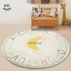 Tapis rond moelleux pour salon, alphabet poilu, tapis de jeu pour enfants, dessin animé, doux, en peluche, pour chambre à coucher, 240401