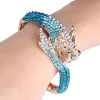 Armbanden lyxiga armband för kvinnor Pulseras Dragon Animal Armband Gold Plated Crystal Rhinestone Party Jewelry Indian Femme Mujer