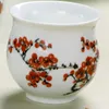 Koppar fat 6st kinesiska egenskaper rött bröllop te set dubbel lycka kopp isolerat skald bevis