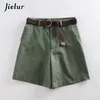 Jielur Shorts All-match 4 Solid Color Sashes Casual Shorts Women A-line High Waist Slim Short Femme Chic S-XXL Ladies Bottom 240321