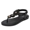 Chic Summer Sandal Women Sandals Bohemian Roman Flat Bottom Beach Shoes Sandles Heels Flip Flop 240228