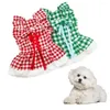 Dog Apparel High-quality Pet Princess Dress Set With Sleeves Plaid Skirt Headdress Sweet Comfortable Costume For Lovely