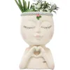 Vasos cabeça vaso de flores vasos de plantas para meninas menina vaso plantador suculento bonito resina suculentas cacto plantadores
