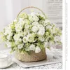 Decorative Flowers Home Artificial Silk Mona Roses Bouquet Fake Flower Green Plant Office Decor Simulation Champagne White Rose Floral