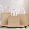 Cadeaupapier Groothandel 100 stks/partij Aangepaste Jute Linnen Mode Natuurlijke Milieuvriendelijke Herbruikbare Draagbare Grote Tote Strandhandtassen