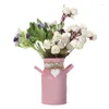 Vases 1Pcs Metal Vintage Shabby Chic Flower Vase Tin Pitcher Jug Wedding Home Decoration Green/Silver/Blue/Pink