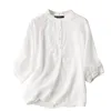 Kvinnors T -skjortor Solid Color Button Down Casual Loose Shirt Cotton Comfy Fashion Blue Plus Plus Plus