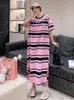 パーティードレスNYFS 2024夏の韓国女性ドレスベスティドスローブエットフェムエルビーズストライプスリットルーズプラスサイズの刺繍長