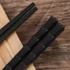 Pałeczki 12-2PCS chiński stop alloy Bamboo Wzór czarny bez poślizgu zmywarka do zmywarki wielokrotnego użytku stołowego zestawu stolików kuchennych