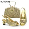 Italian Shoe and Bag Set Nigerian Women Party Pumps with Purse Low Heels Wedding Shoes Bride Africa Bags 240326