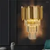 Wall Lamps Luxury Cristal Sconce Lighting Gold Chrome Polished Steel Crystal Lamp Bedroom Hallway Home Living Room Led Light