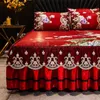 Luxury Lace Smooth Cool Summer Bedspread Thick Home Bed Skirt Pillowcase Bed Sheets Embroidery European-style Bed Spreads 240314