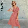 Vestidos de festa eu k. rea vestido mulheres coreano mulheres retro amarelo vermelho floral impressão férias mulher roupas femininas vestidos