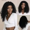 Perruques synthétiques NAMM NAMM AFRO PECKY PECHE CURNYEUR DEEF POUR LES FEMMES NOIRES COSPLAY Long Black Wavy Wavy Wigs Synthétique Fibre résistant à la chaleur Y240401