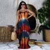 Robes décontractées 5 Whoelsae Maxi Summer Femmes Tie Dye Spaghetti Straps Robe sans manches Party Loose Long Beach Wear 4822