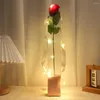 装飾的な花バラの花の糸ライトバレンタインデイ人工ギフトシングルステムソープ結婚式の装飾用ランプ付き