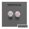 Stud Jewelry Earring Rhinestone Sports Ball Earrings Basketball Baseball Rugby Ear 25 Color Drop Delivery Dhxok