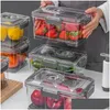 Opslagflessen Potten Voedselcontainer Transparant Hoge capaciteit Goede afdichting Vacuümkoelkast Fresh-Kee Box met deksel Huishoudelijk Dr. Dhtdi