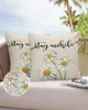 Pillow Case Chrysanthemum Floral Plaid Waterproof Pillowcase Home Sofa Office Throw Car Cushion Cover Decor