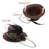 Hair Clips Y1UB Women Funny Party Mini Top Hat Dress Up Victorian Tiny Bowler Clip With Gears Feather For Adults