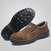 Boots Men's Fashion Breathable Steel Toe Covers Working Safety Shoes Slip-on Cow Suede Leather Safe Shoe Worker Security Protect