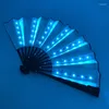 Figuras decorativas 2024 Luminoso ventilador plegable de bambú chino LED parpadeante brillante accesorios de fiesta Rave decoración del hogar fluorescente de neón