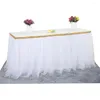 Table Skirt 3 Layer Elegant Mesh Fluffy Tutu Gold Brim Red Wine For Party Birthday Home Wedding Decoration