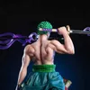 Anime manga 23cm en bit figur gk dröm roronoa zoro tre knivflödes dubbel huvud pvc modell hänge staty garage kit leksak docka gåva 240401