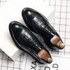 Casual Shoes präglat krokodilmönster äkta läder män mode affärskontor klänning italiensk svart snörning formell oxfords